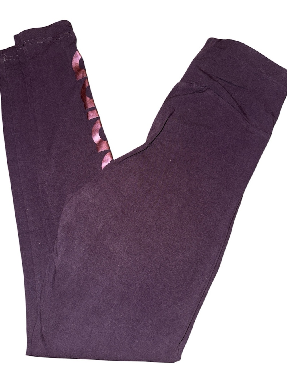 adidas Deep Plum High-Rise Leggings with Side Logo